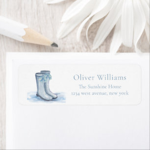 Blue Spring Rain Boots Baby Shower Return Address