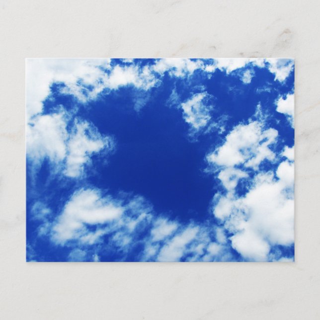 Blue spring sky dotted with many bizarre clouds postcard (Front)