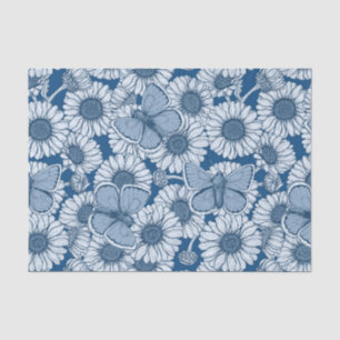 Blue spring, wild flowers, daisies tissue paper