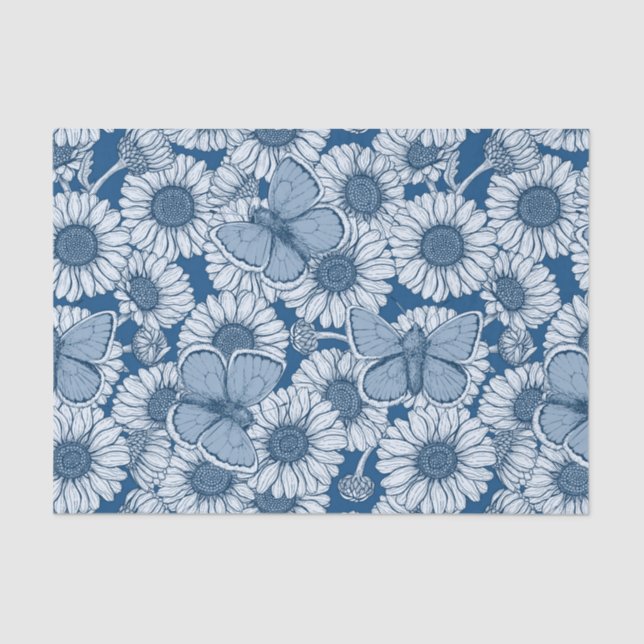 Blue spring, wild flowers, daisies tissue paper (Front)