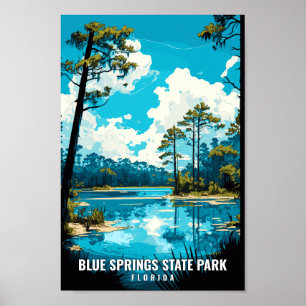 Blue Springs State Park Travel Art Vintage Poster
