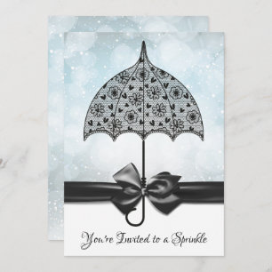 Blue Sprinkle Baby Shower Black Lace Umbrella Invitation