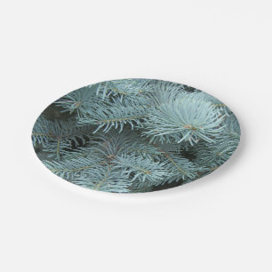 Blue spruce grey green rustic nature paper plate