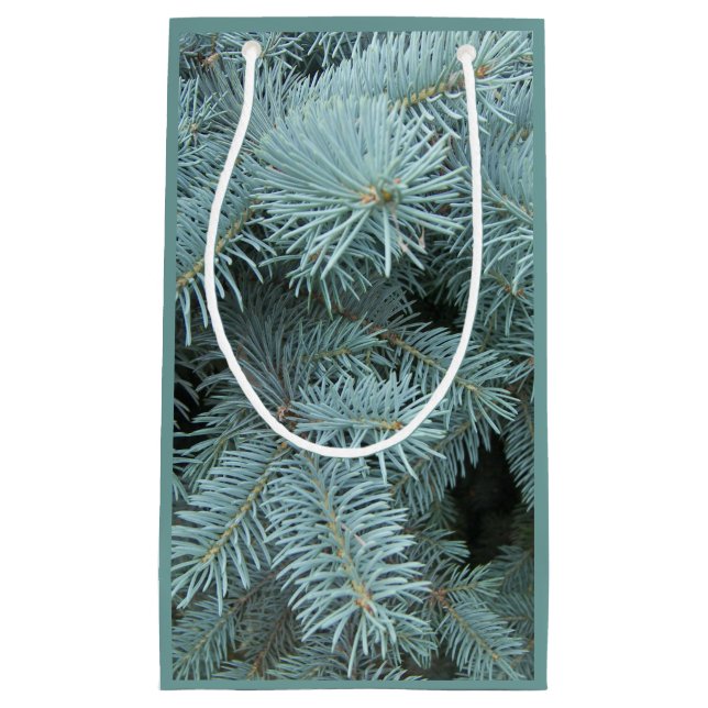 Blue spruce grey green tree gift bag (Front)