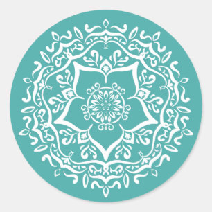 Blue Spruce Mandala Classic Round Sticker
