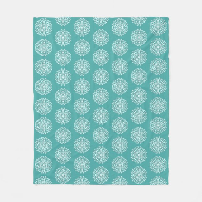 Blue Spruce Mandala Fleece Blanket (Front)