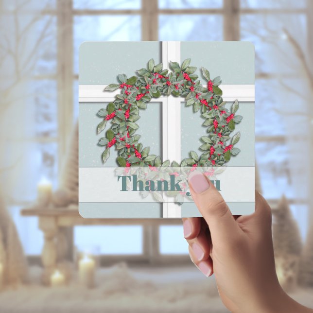 Blue Spruce Window to Winter Thank You Holiday Card (Creator Uploaded)