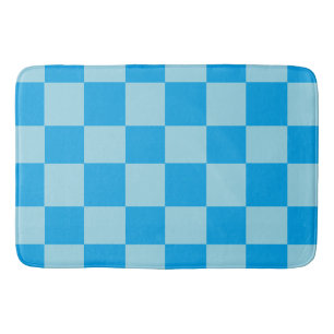 Blue square blocks geometric bath mat