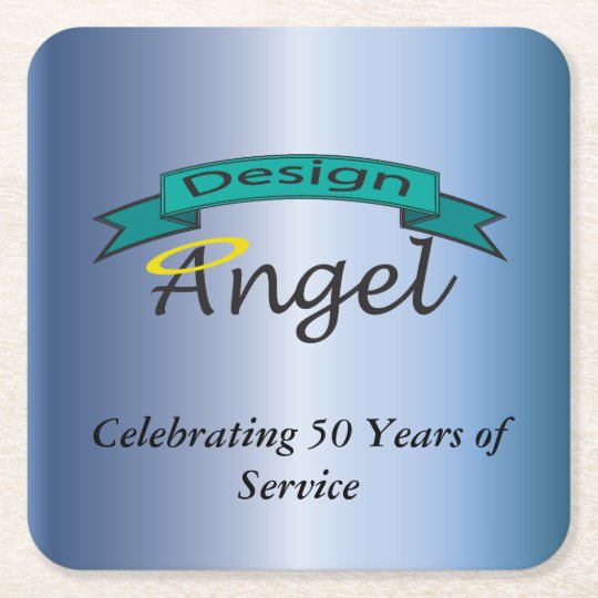 Blue Square Custom Logo Branded Paper Coasters