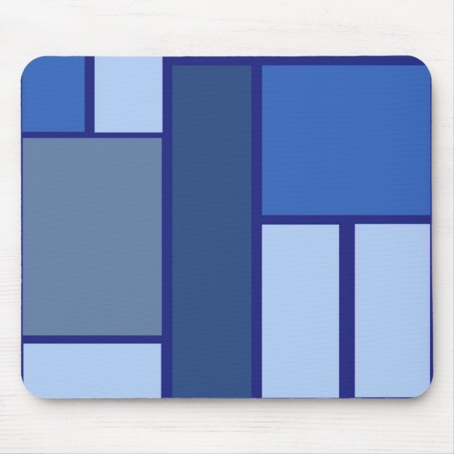 Blue Square Geometric - Emotion Form and Colour Mouse Mat (Front)
