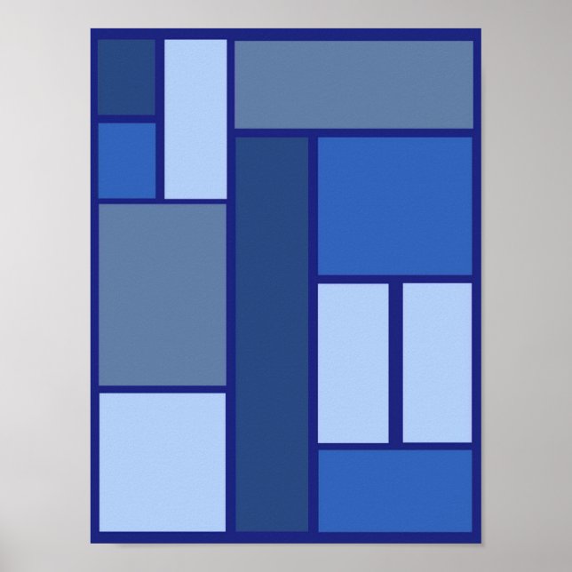 Blue Square Geometric - Emotion Form and Colour Poster (Front)
