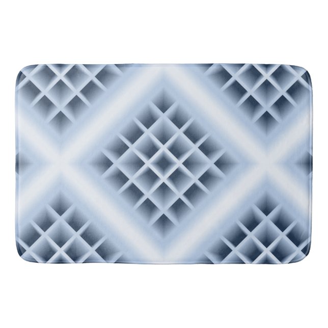 Blue square holes pattern bath mat (Front)