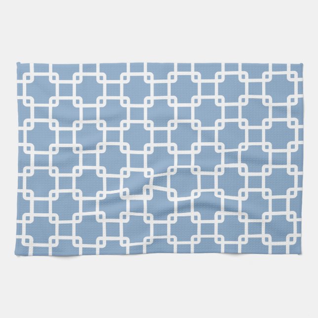 Blue Square Link Pattern Ktichen Towels (Horizontal)
