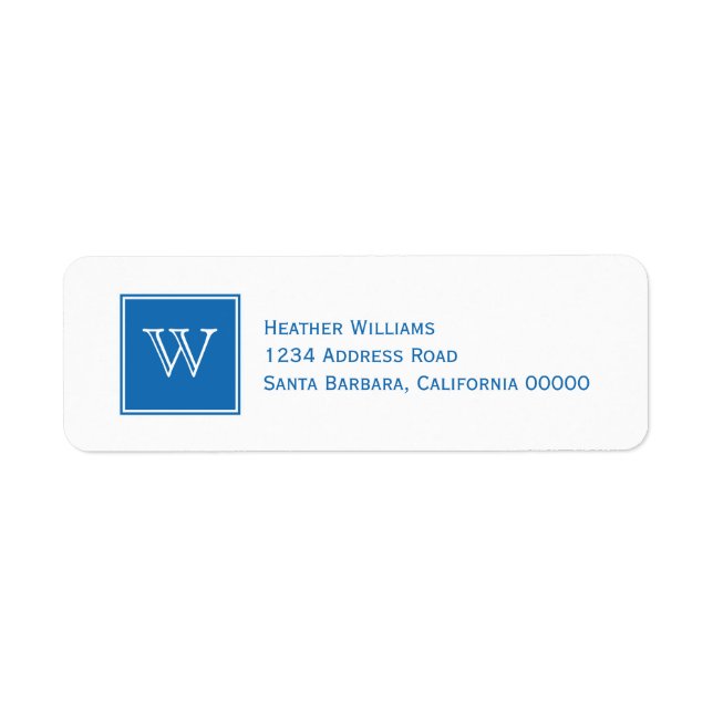 Blue Square Monogram Address Labels (Front)