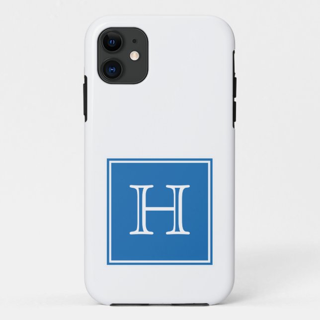 Blue Square Monogram Case-Mate iPhone Case (Back)