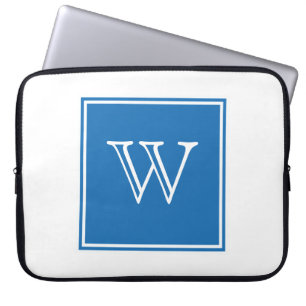 Blue Square Monogram Laptop Sleeve