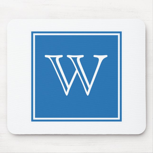 Blue Square Monogram Mousepad (Front)
