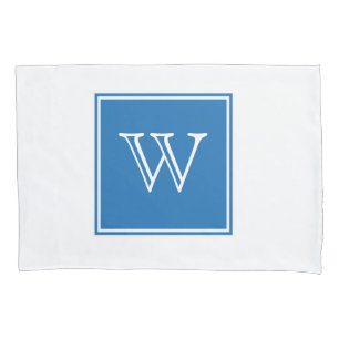 Blue Square Monogram Pillowcase