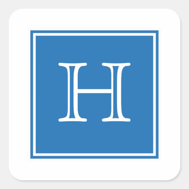 Blue Square Monogram Stickers (Front)