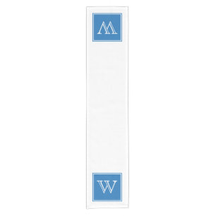 Blue Square Monogram Table Runner