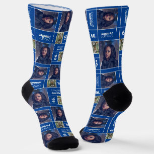 Blue Square Photo Graduation Class Year Socks