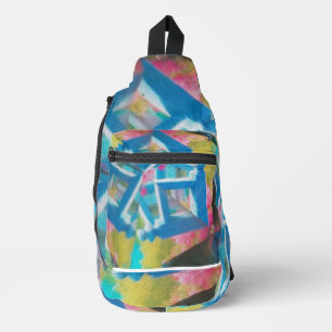 Blue Square Shapes Artwork Sling Bag