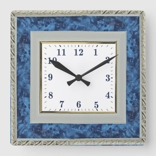 Blue Square Wall Clock (Front)