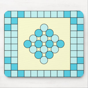 Blue Squares and Circles Pattern Mouse Mat