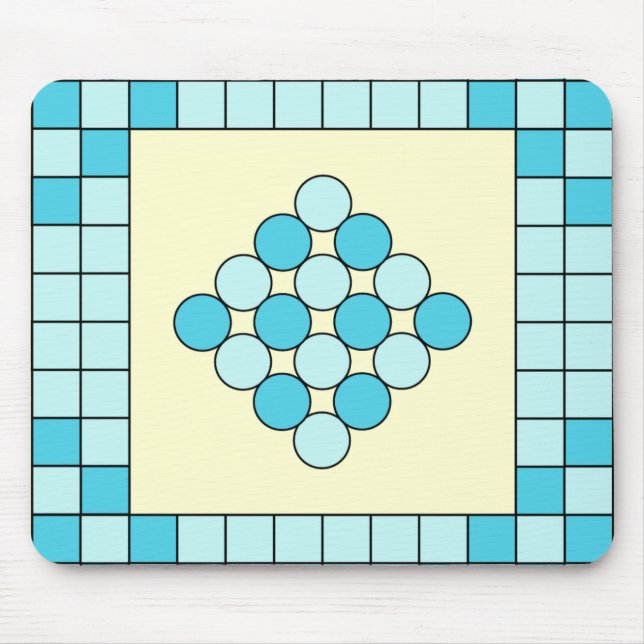 Blue Squares and Circles Pattern Mouse Mat (Front)