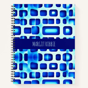 Blue Squares and Rectangles Isometric Pattern Notebook