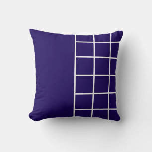 Blue squares collage white lines cushion