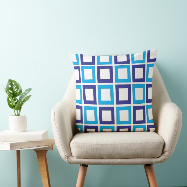 Blue Squares Geometric  Cushion (Chair)