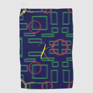 Blue Squares Geometric Golf Towel