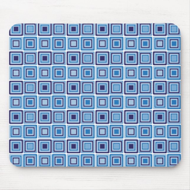 Blue Squares Geometric Mousepad (Front)