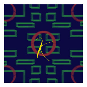 Blue Squares Geometric Poster
