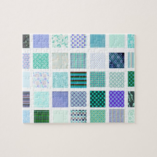 Blue squares mosaic pattern jigsaw puzzle (Horizontal)