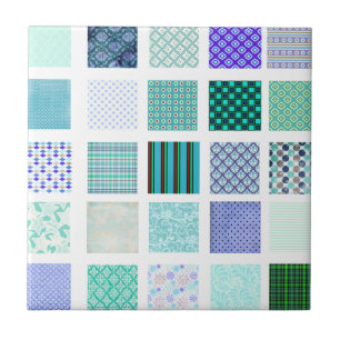 Blue squares mosaic pattern tile