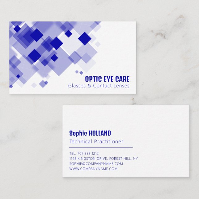 Blue Squares, Optician, Technical Practitioner Business Card (Front/Back)