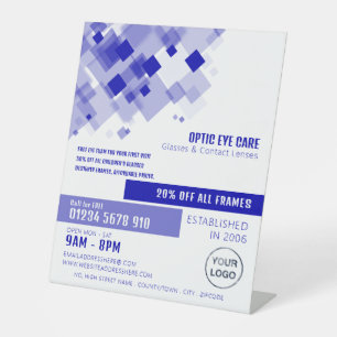 Blue Squares, Optician, Technical Practitioner Pedestal Sign