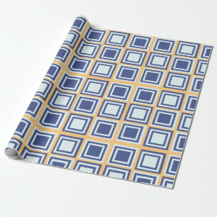 Blue Squares Pattern Wrapping Paper