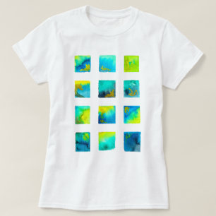 Blue squares watercolor abstract T-Shirt