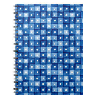 Blue Squares, Watercolor Seamless Mosaic. Notebook