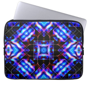 Blue squares with gradient acrylic style, on dark laptop sleeve