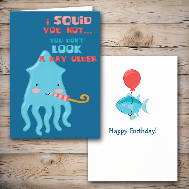 Blue Squid Birthday Card (Creator Uploaded)