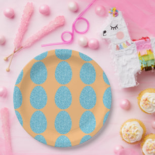 Blue Squiggle Easter Eggs Paper Plates