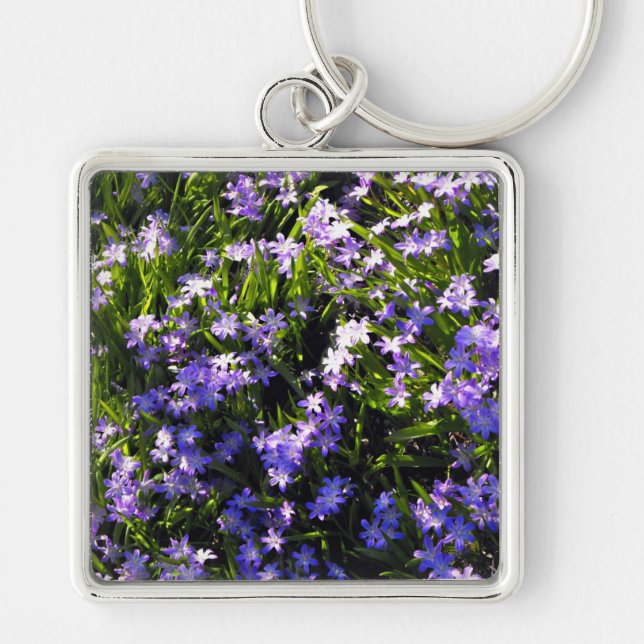 Blue Squill Spring Flowers Key Ring (Front)