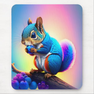 Blue Squirrel Eating A Fruit-323232 Mouse Mat