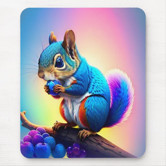 Blue Squirrel Eating A Fruit-323232 Mouse Mat (Front)