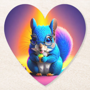Blue Squirrel Eating A Fruit-79577 Paper Coaster