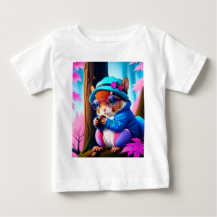 Blue Squirrel Eating A Fruit Baby T-Shirt